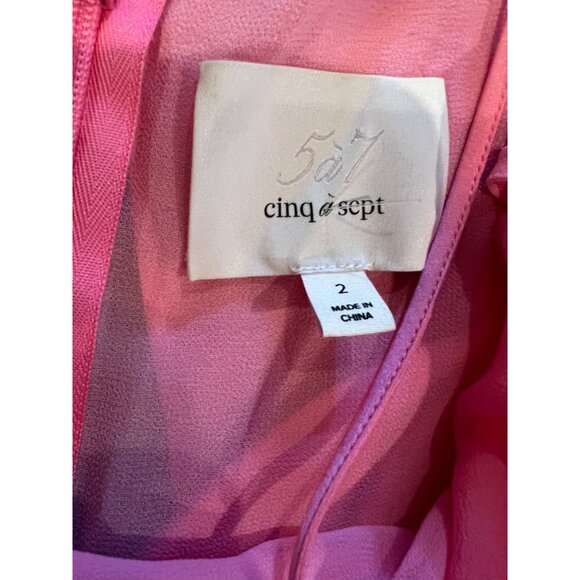 Cinq a Sept Octavia pink fringe Dress in Flamingo size 2 - Picture 10 of 11